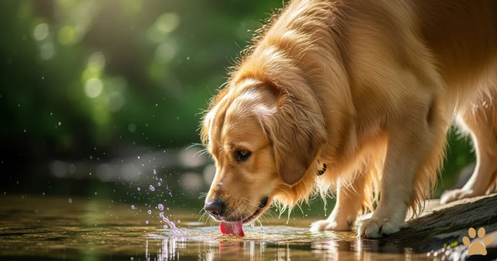 Golden Retriever drinking water