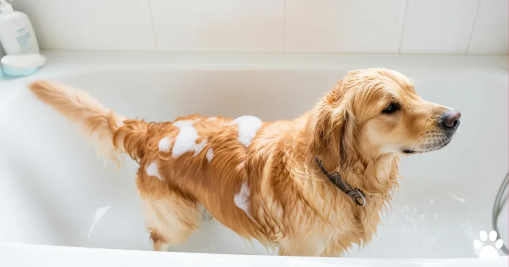 Bathing of Golden Retriever Grooming Challenges