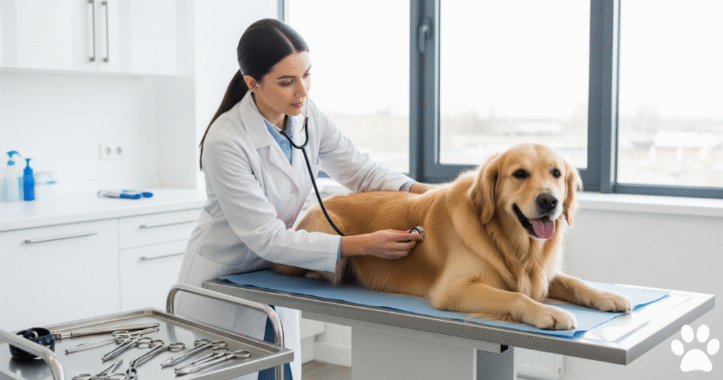 Golden Retriever complete checkup by Vet