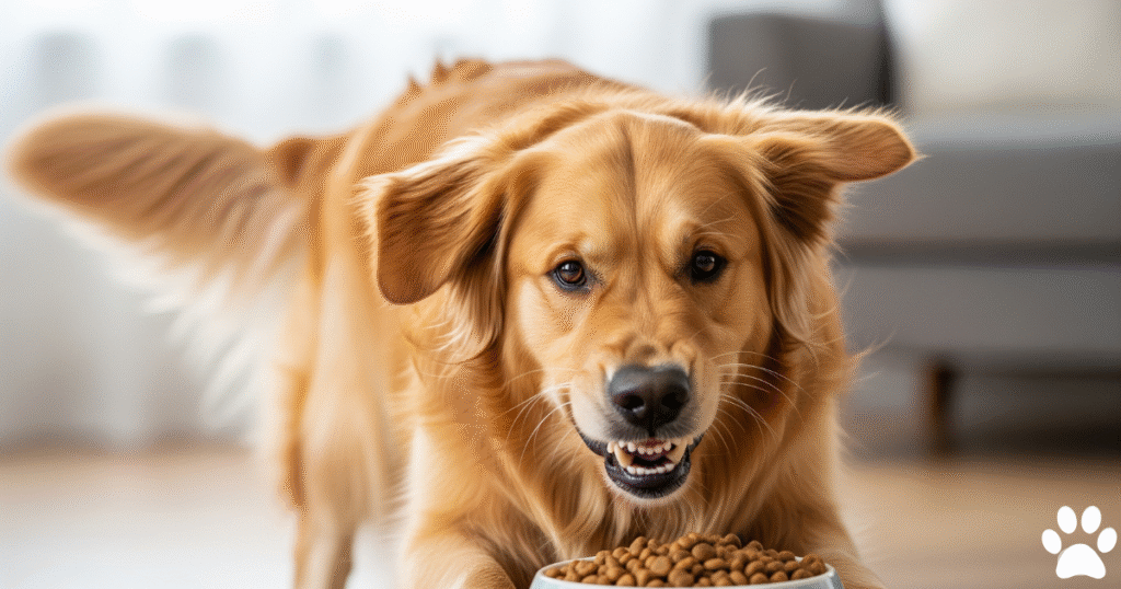 Aggressive Golden Retriever For Protecting Food