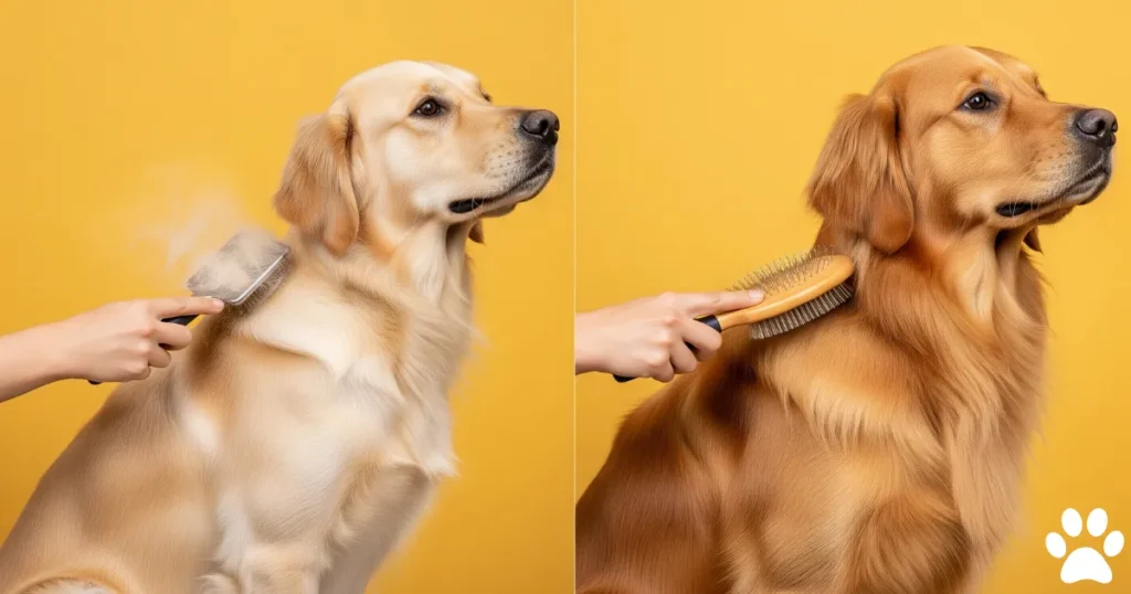 Brushing Golden Retriever Short Hair