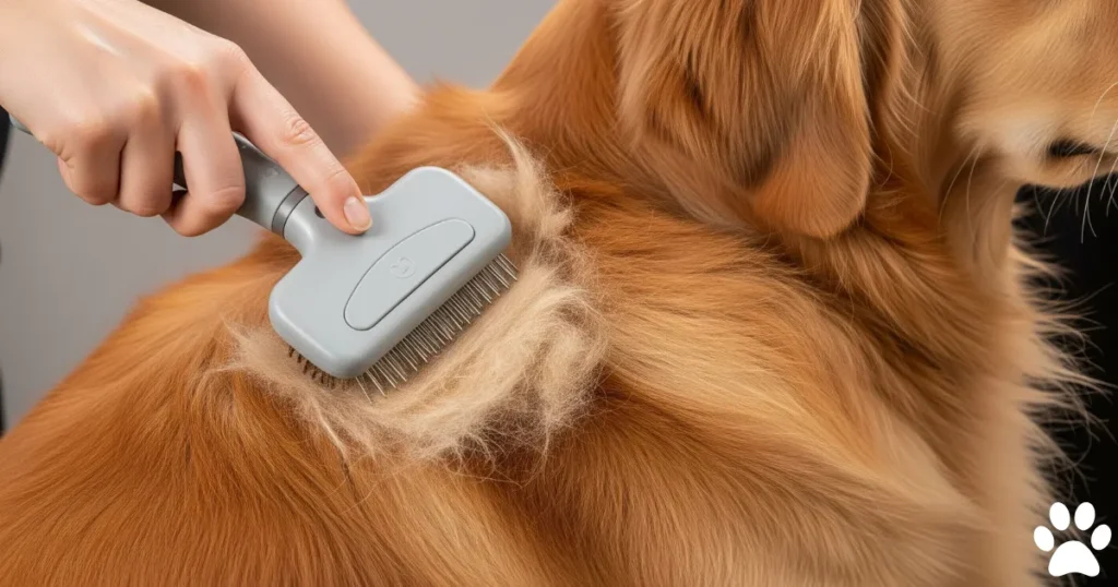 DEshedding brush after Golden Retriever Summer Cut