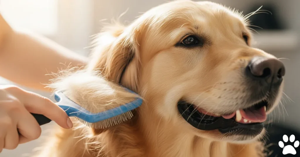 Brushing a Golden Retriever