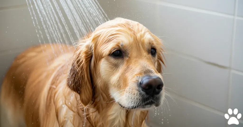 Bathing a Golden Retriever