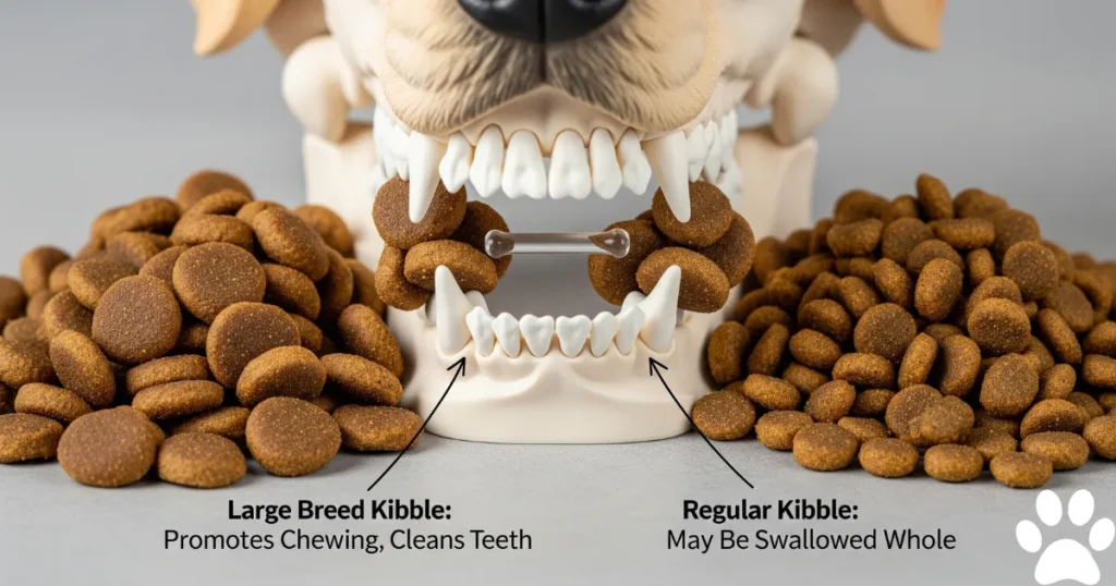 Best Large Breed Dry Dog Food: dry kibble vs regular kibble sizes