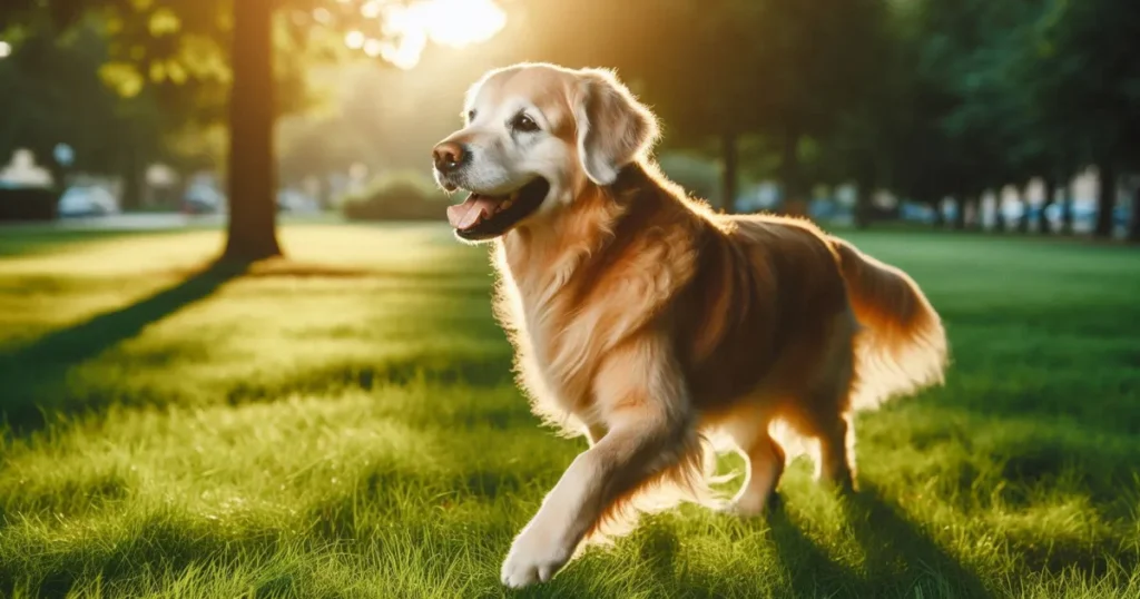 Good Senior Dog Food: Active Senior Golden Displaying Mobility