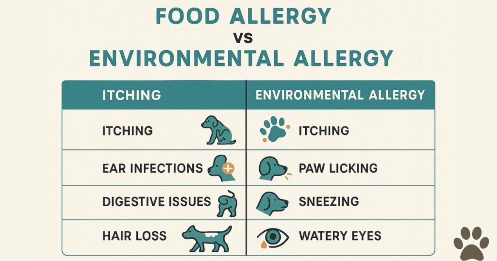 Signs of Food Allergies in Dogs: Symptoms of Allergic Reaction to Dog Food vs. Environmental Allergies