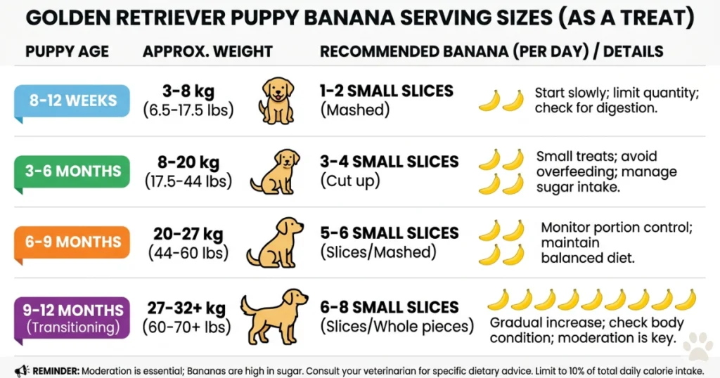 Banana for Puppy: Serving Size Table 