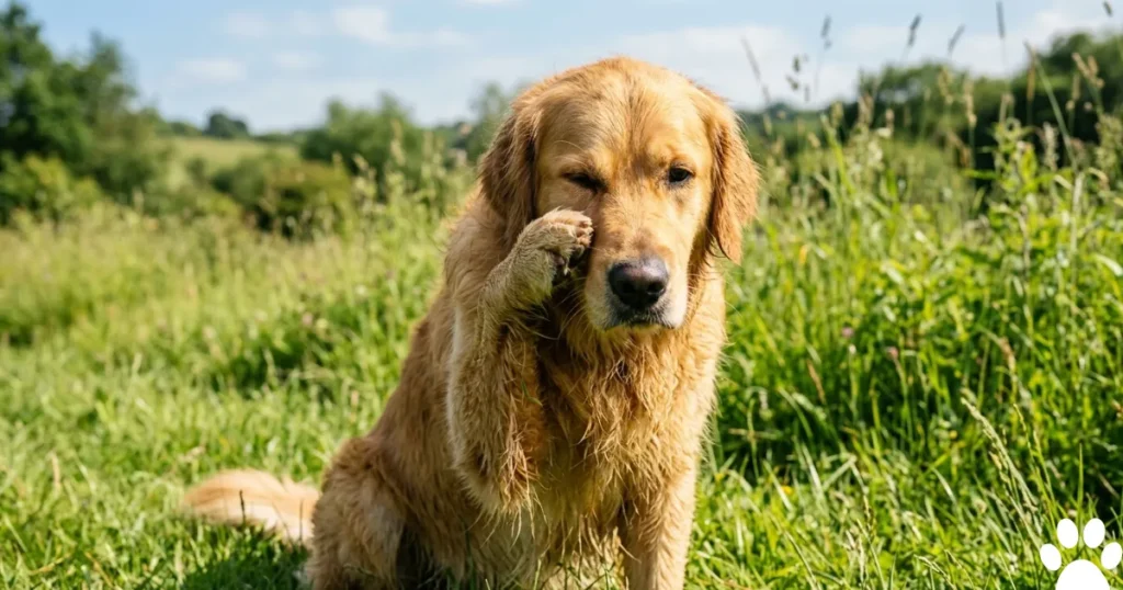 Eye for Dogs, Dog Eyes: Golden Retriever showing pain behavior as an urgent sign of a canine eye health issue