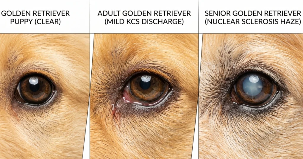 Dog Eye Issues: Golden Retriever eye conditions by age — puppy, adult, and senior comparison