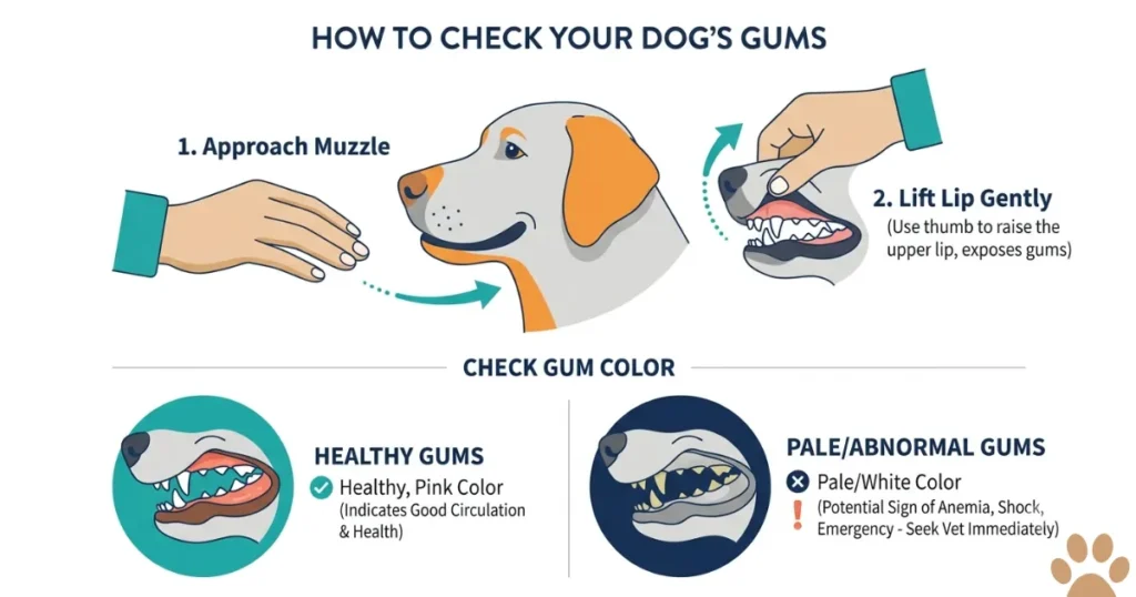 Dog Bleeding From Mouth Before Dying: Checking a Golden Retriever's gums for the pale color that signals internal bleeding.