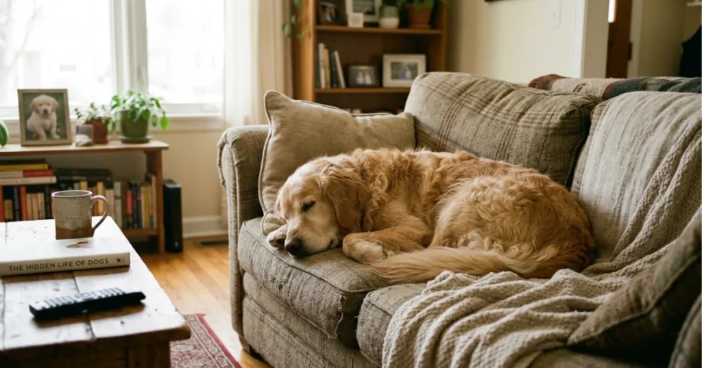 Dog sleep seizures: Bailey, age 3, napping after his evening walk