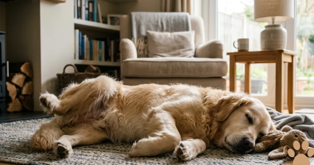 Dog Twitching in Sleep or Seizure: Golden Retriever twitching in sleep during a normal dream, not a seizure