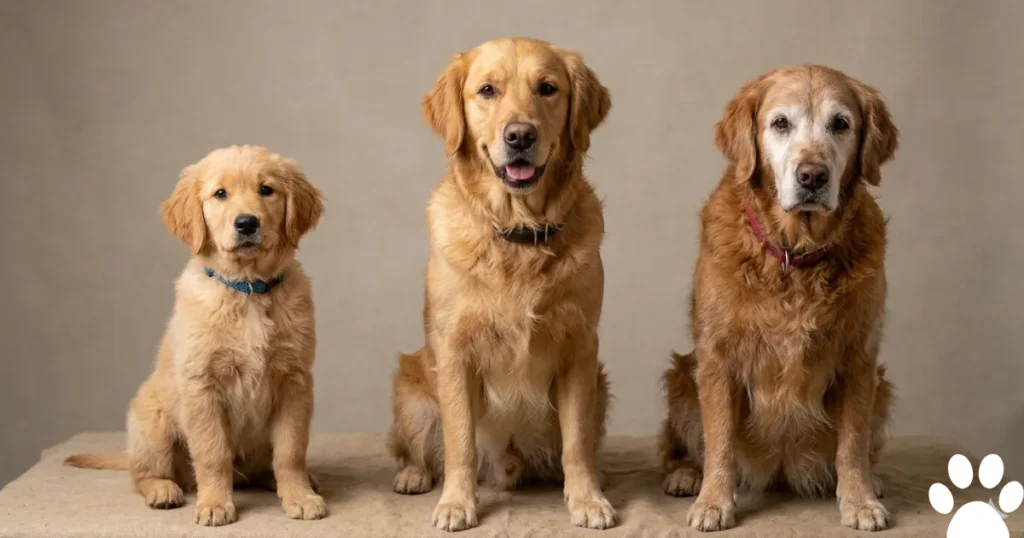 Dog Years to Human Years Chart: Golden Retriever life stages mapped on the dog age chart