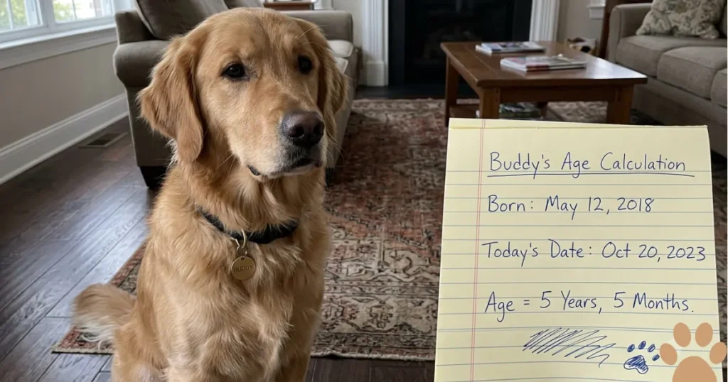 Dog Years to Human Years Formula: Golden Retriever Rosie, dog age calculation example