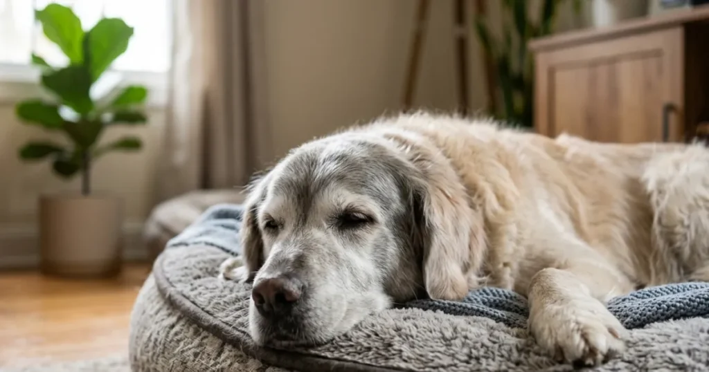 Hemangiosarcoma in Golden Retrievers: Graying senior Golden Retriever at the age when cancer symptom monitoring matters most.