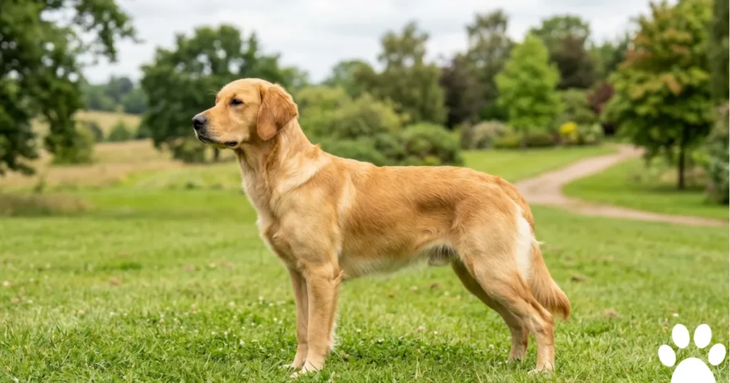 Golden Retriever Life Expectancy: Lean healthy Golden Retriever, average lifespan 10 to 12 years.