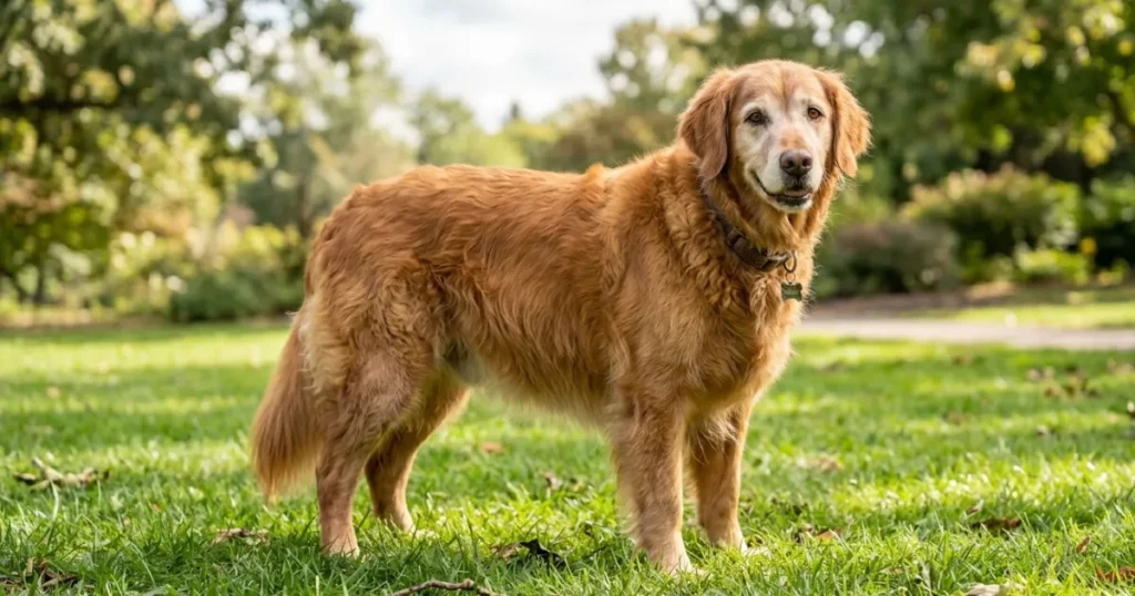 How Old Is 10 in Dog Years: Ten year old Golden Retriever, dog 10 years in human years.