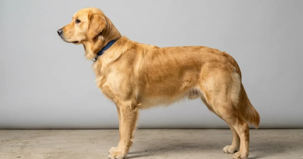 How Old Is 2 in Dog Years: Lean four year old Golden Retriever in prime adult condition.