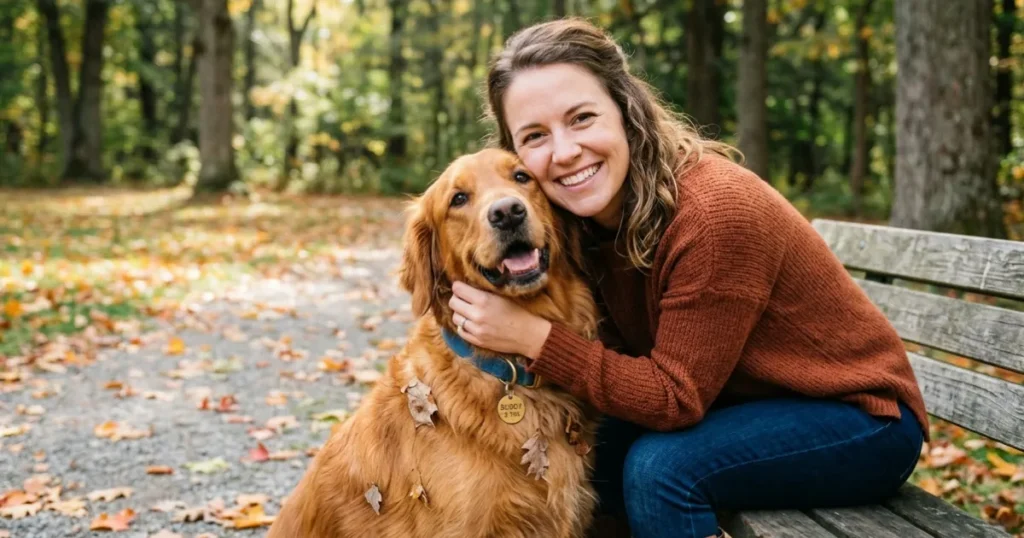 How Old Is My Dog in Human Years: Bailey, age 5 — about a 40-year-old human." Alt: "5 year old Golden Retriever Bailey, human years to dog years example