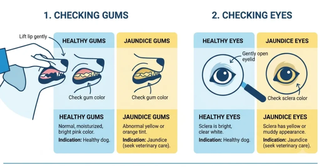 Liver Cancer in Dogs When to Euthanize: Checking a dog's gums and eyes for the jaundice that signals liver failure from cancer.