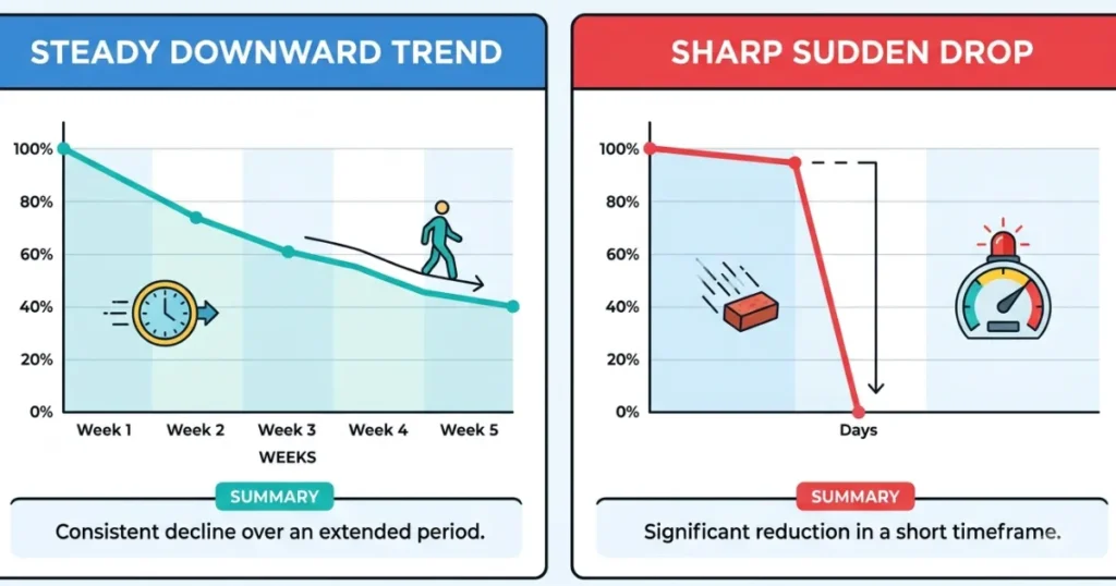 Final Stages of Cancer in Dogs: Comparison of slow decline versus sudden crisis as stages of dog cancer leading to death.