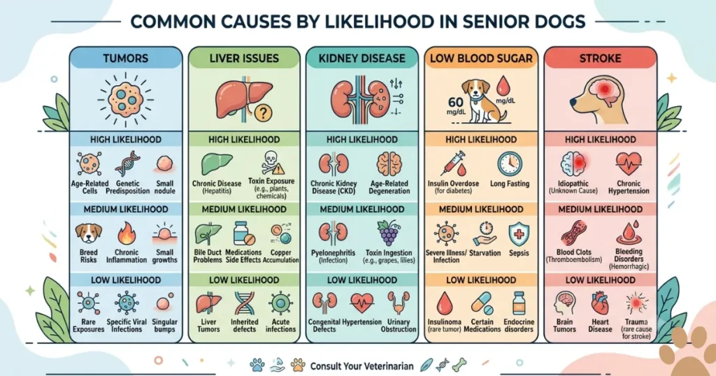 What Causes Fits in Older Dogs: Infographic of what causes fits in older dogs by likelihood
