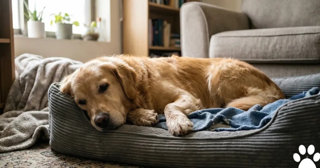 What Do Dog Seizures Look Like: Golden Retriever recovering after a seizure in the post-ictal stage