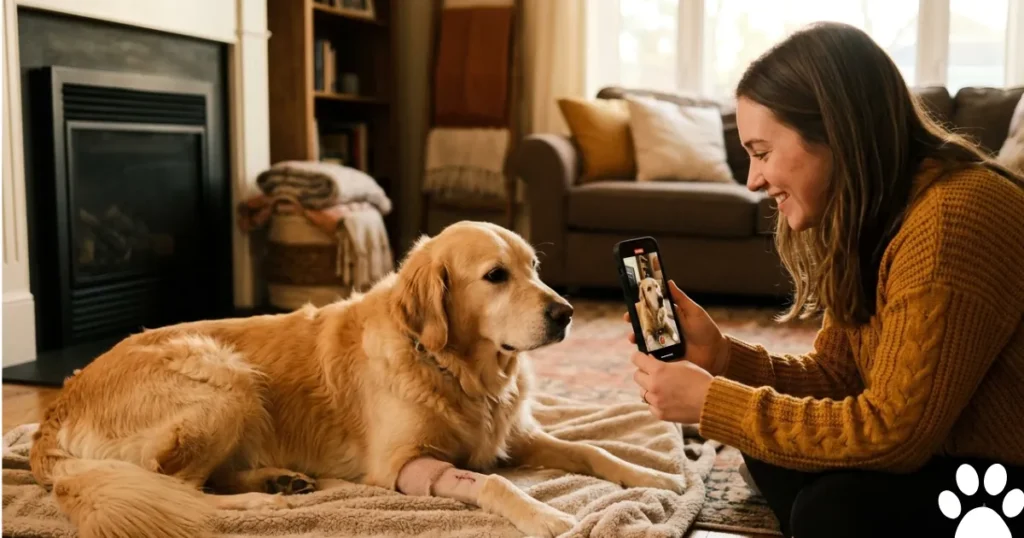 What Does a Dog Seizure Look Like: Owner filming a Golden Retriever to tell if it is having a seizure