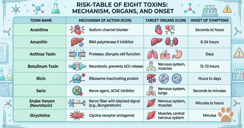 What Toxins Can Cause Seizures in Dogs: Infographic of what toxins can cause seizures in dogs with onset and organs
