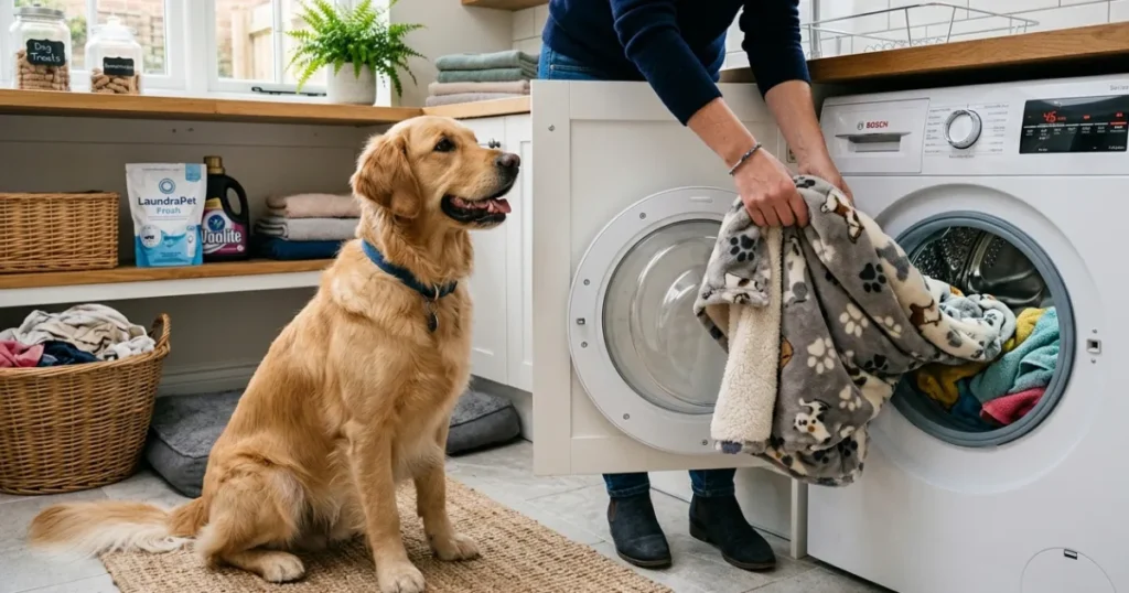 Are Ear Mites Contagious: Washing bedding is part of clearing ear mites in dogs from the whole home