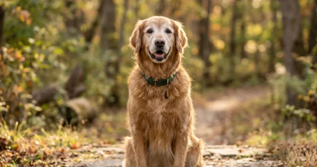 Average Life of Golden Retriever: A senior golden retriever whose life expectancy rises as it ages