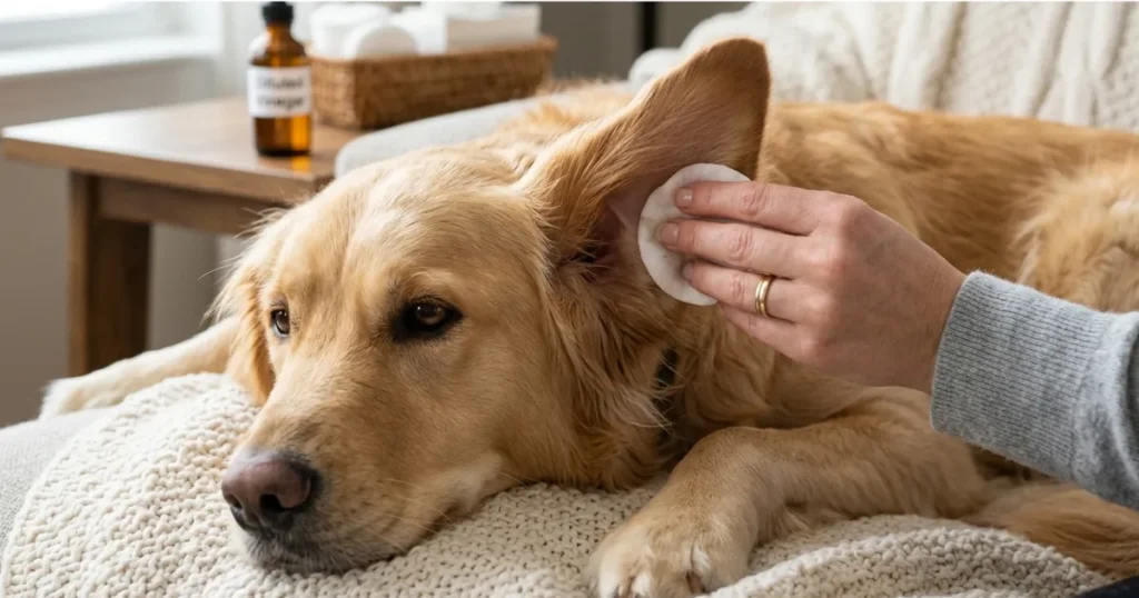 Apple Cider Vinegar for Dog Ear: Apple cider vinegar dog ear care used only on the outer flap of a healthy ear