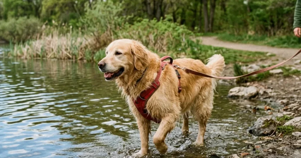 Dog Arthritis Treatment Options: A golden retriever moving comfortably after arthritis treatment 