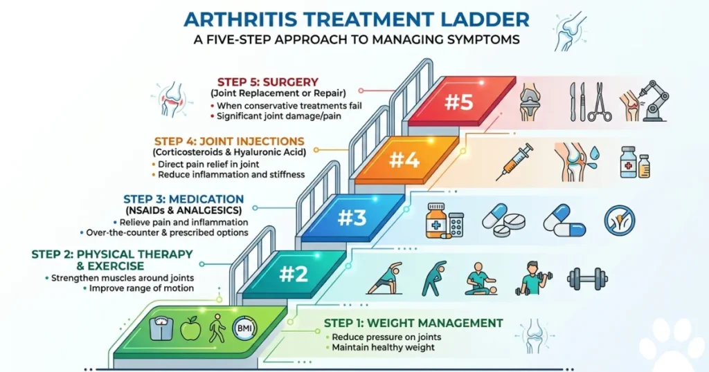 Golden Retriever Arthritis Treatment: Golden retriever arthritis treatment ladder from foundation care to surgery 