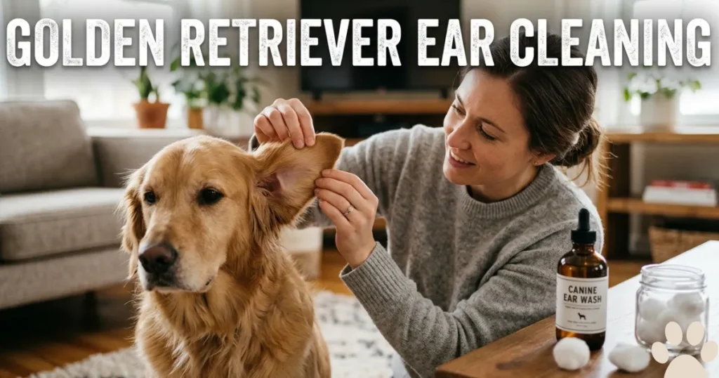 Golden Retriever Ear Cleaning