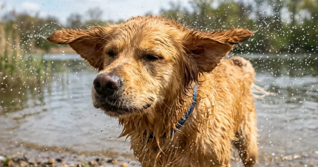 How To Dry Dog Ears: Head shaking after swimming can be an early sign of a dog ear infection