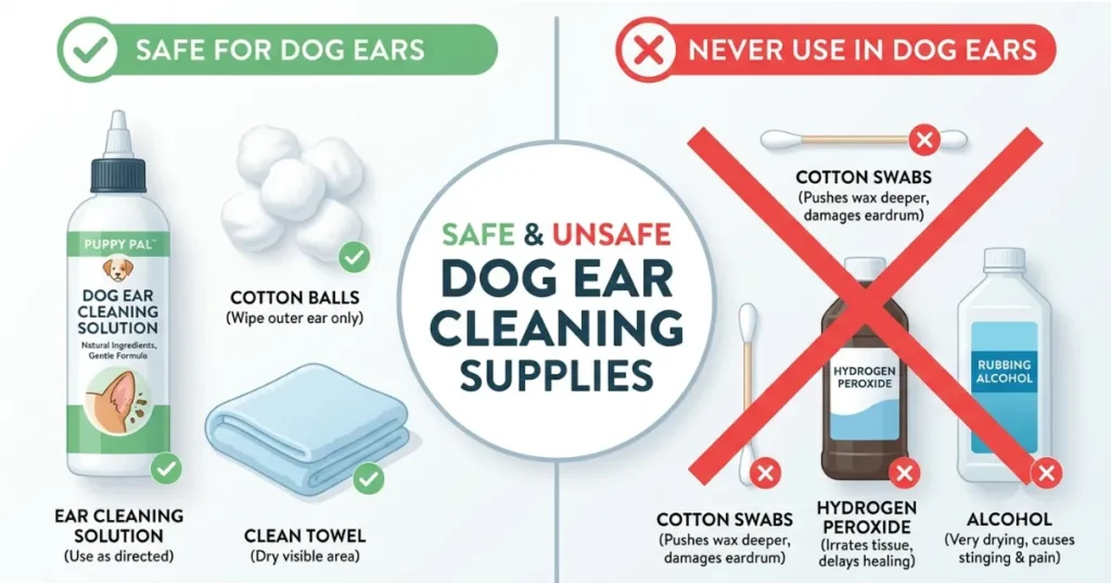 How to Clean Dog Ears: Safe and unsafe tools for cleaning dog ears, cotton balls versus cotton swabs 