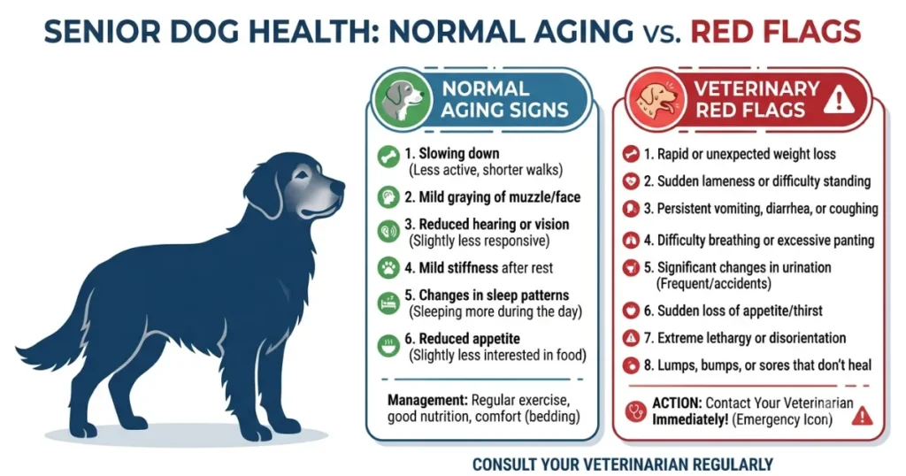 Old Golden Retriever: Signs of aging in an old golden retriever, normal versus red flags