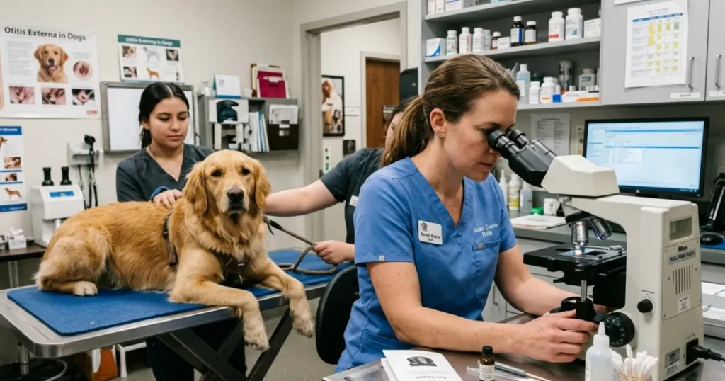 Recurring Ear Infections in Dogs: Cytology under a microscope helps vets find the cause of chronic ear infections