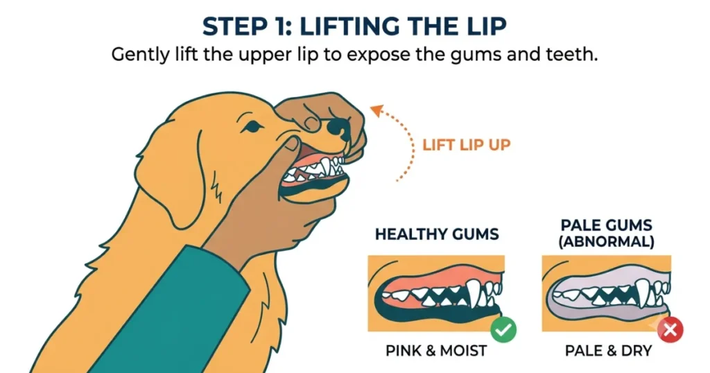 Signs a Boxer Dog is Dying: Checking a Boxer's gum color, a sign that helps show the end may be near.