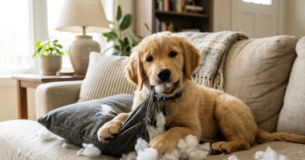 Why Golden Retrievers are the Worst: Are golden retrievers destructive, a puppy in the landshark chewing stage