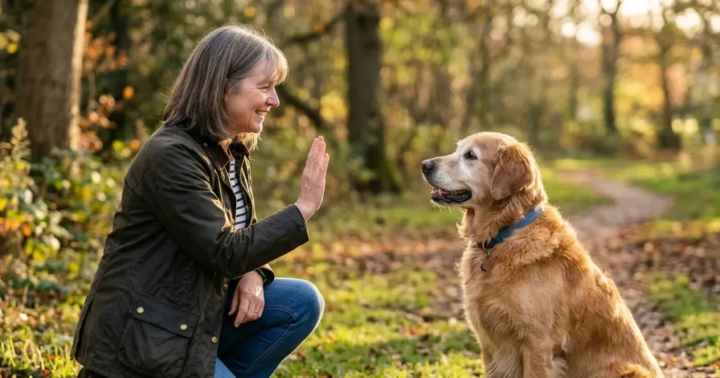 Ear Care for Senior Dogs: Hand signals help a senior dog with hearing loss stay connected and responsive 